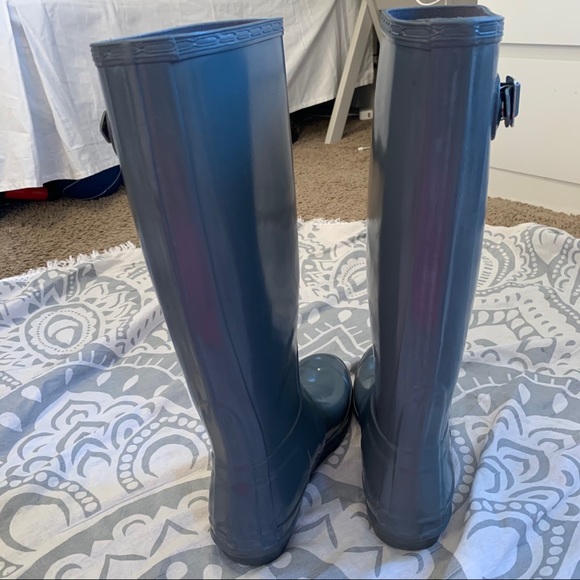 Tall Grey Glossy Hunter Boots - Picture 7 of 9